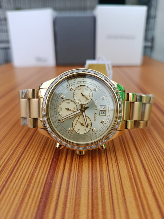Michael Kors Quartz Gold Stainless Steel Gold Dial 40mm Watch MK6187