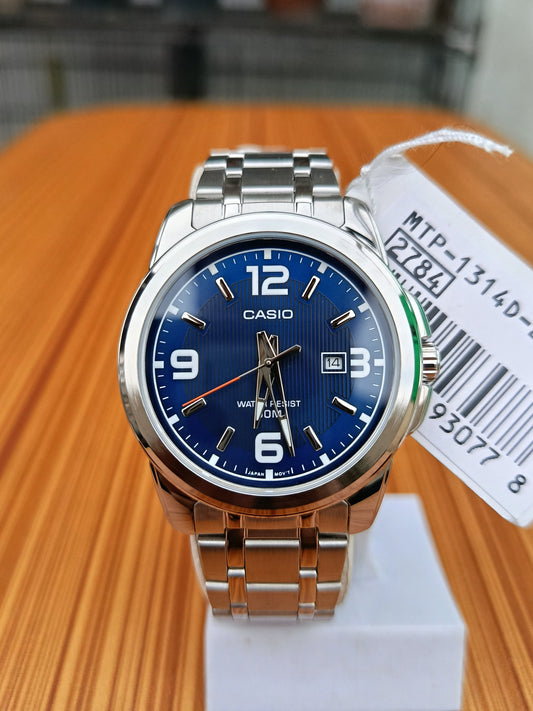 Casio MTP-1314D-2AVDF Men’s Quartz Watch | Blue Dial Stainless Steel Metal Band