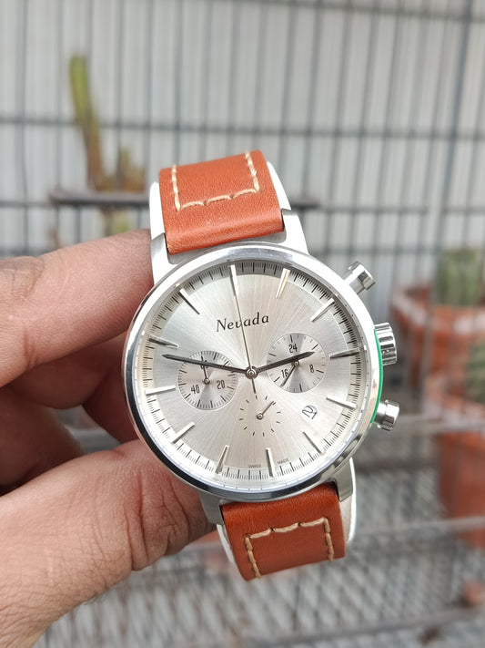 Nevada Swiss Leather Strap Men's Watch