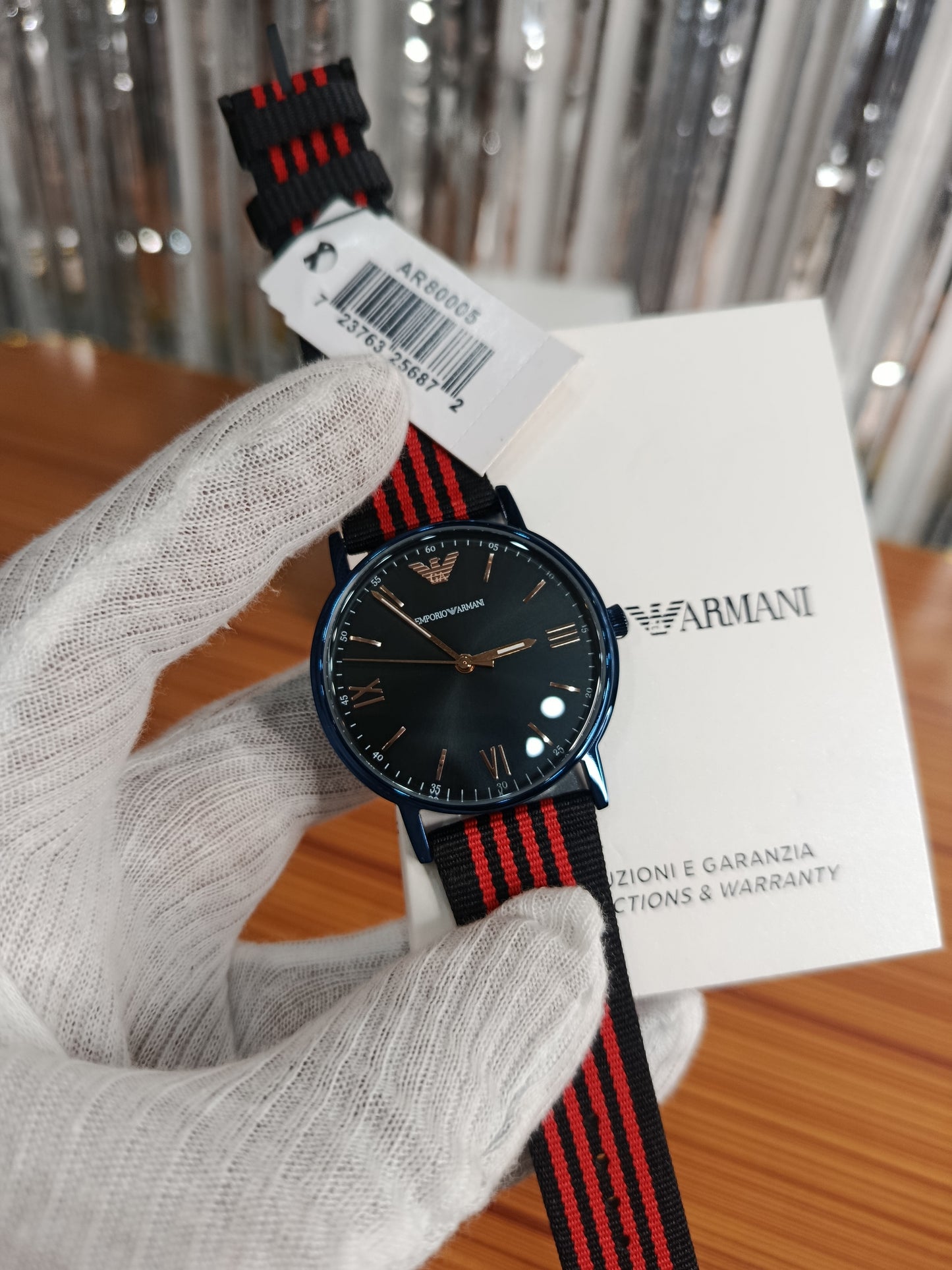 Emporio Armani Kappa AR11015 Black Nylon Strap Black Dial Quartz Watch for Men