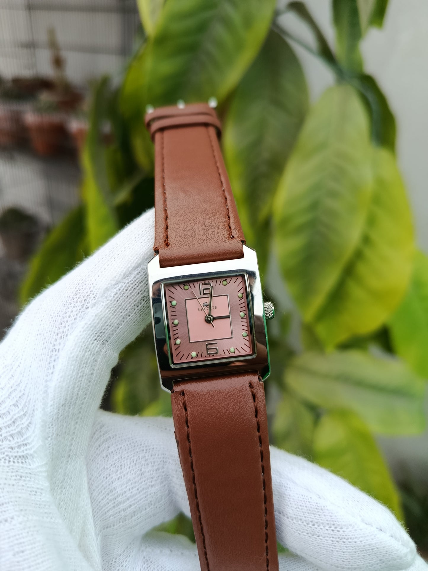 Lacoste Women's Leather Strap Watch Rose Gold Dial