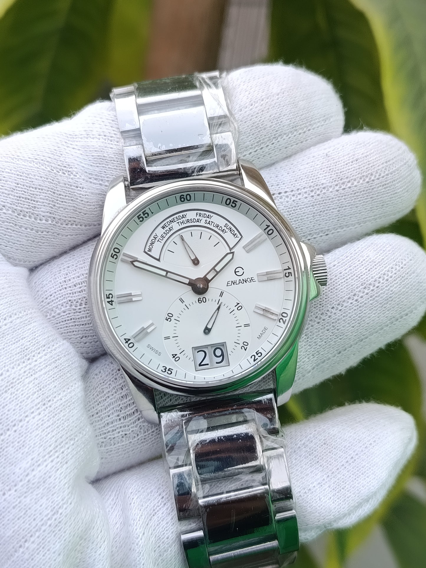 Enlange Swiss Made Men's Stainless Steel Watch Swiss Quartz