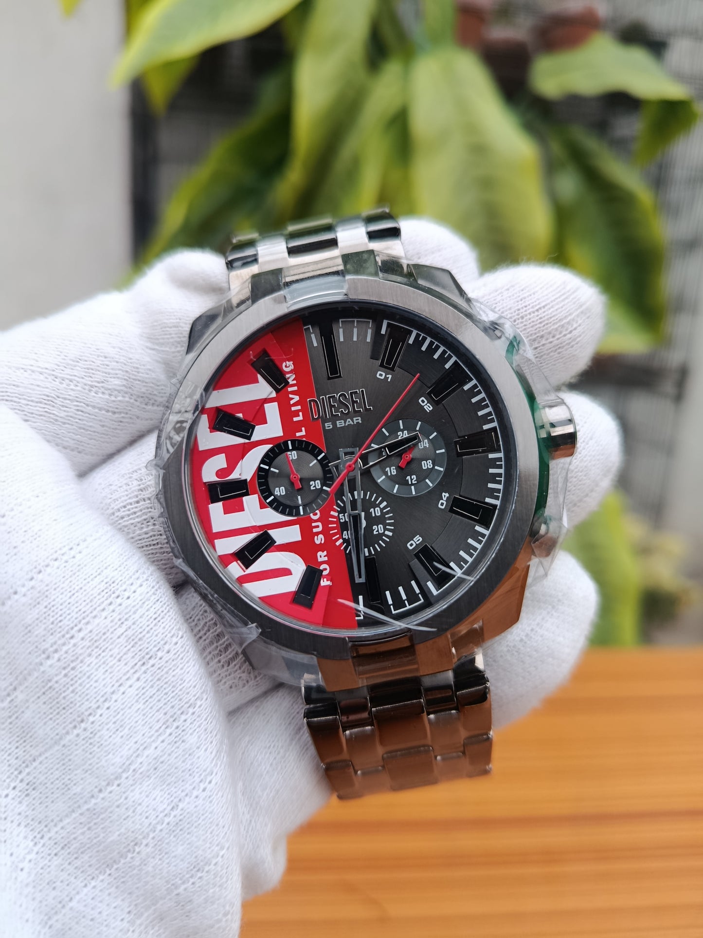 Diesel Men’s Chronograph Stainless Steel Watch – Gray Sunray Dial | 51mm Case | Gunmetal Bracelet