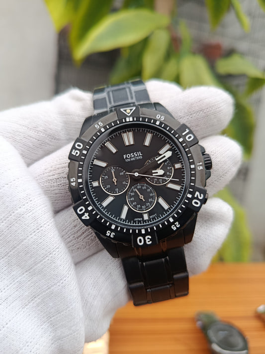 Fossil Garrett FS5773 Men’s Chronograph Watch | Black Dial Black Stainless Steel Quartz