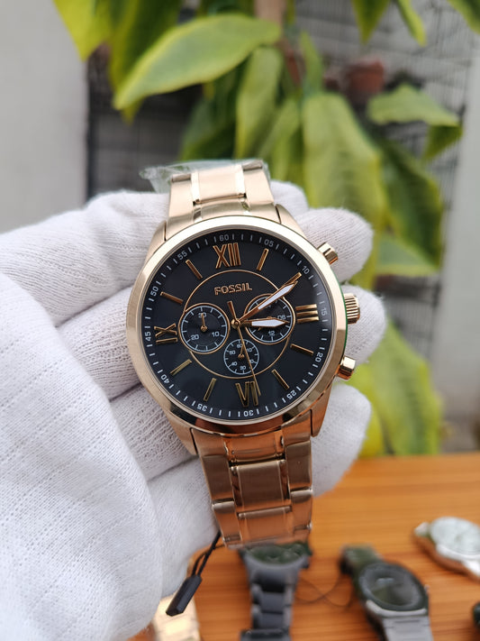 Fossil BQ1778 Men’s Chronograph Watch | Black Dial Stainless Steel Quartz