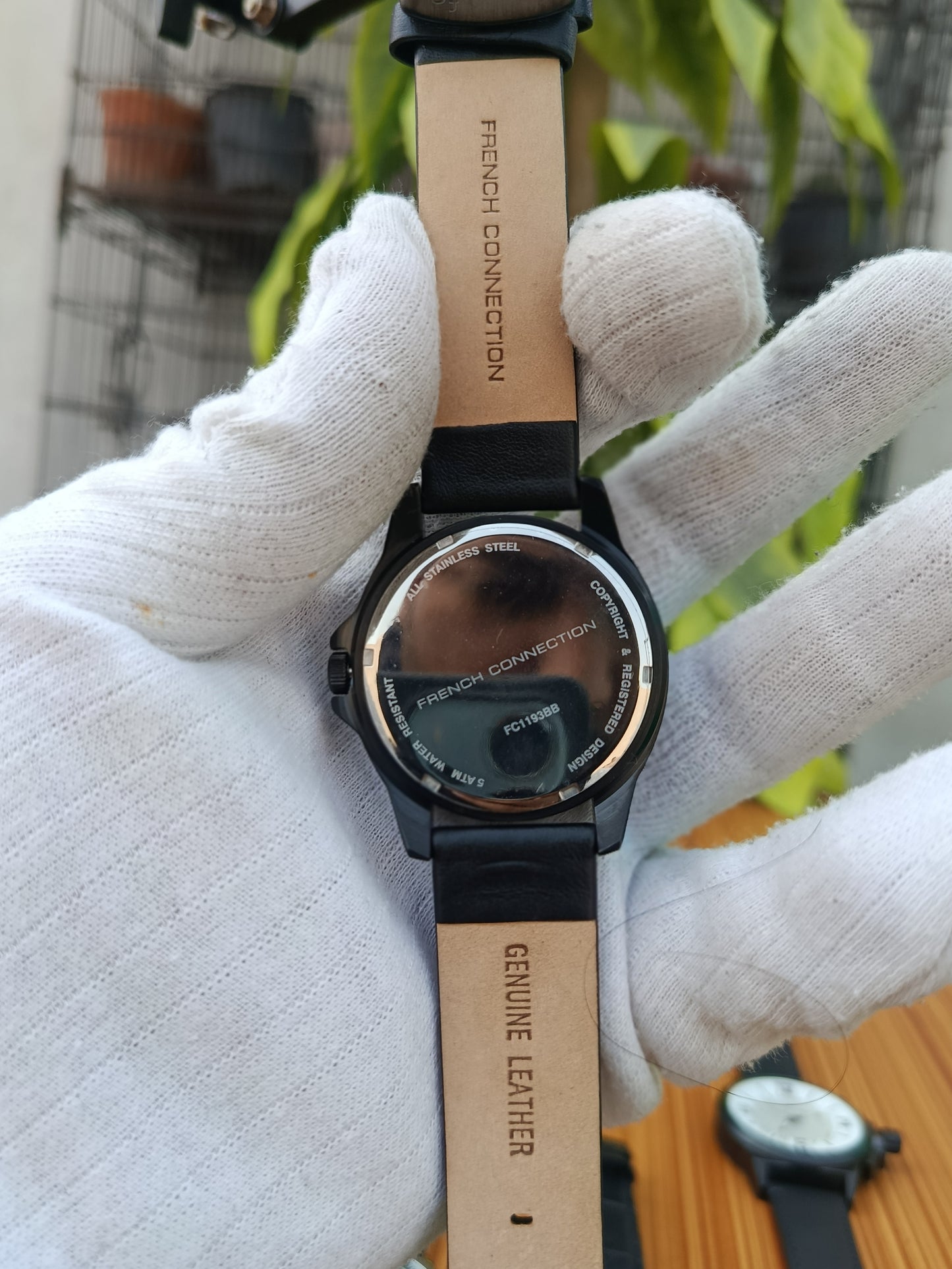 French Connection Men’s Black Leather Strap Watch 2101094