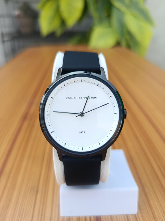 French Connection FC1289BB White Analogue Watch for Men | Minimalist Dial