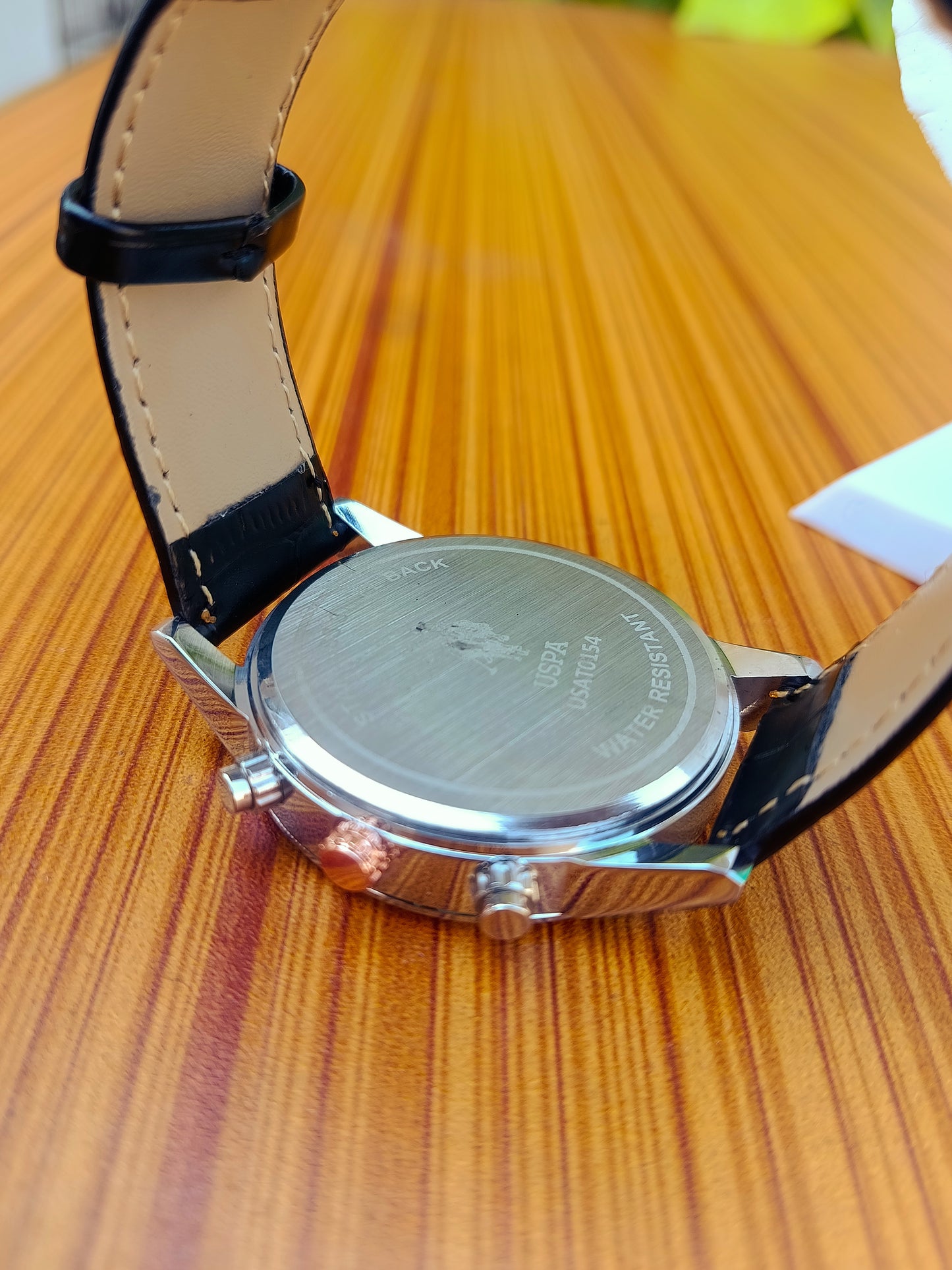 U.S. POLO ASSN. Men’s Analog Watch Black Leather Strap