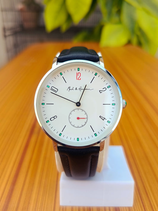 Mast & Harbour Men White Analogue Watch MH8-A | Minimal Dial | Stylish Design