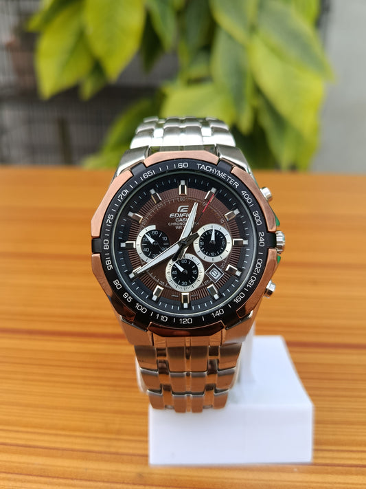 Casio Edifice EF-540D-5AVDF Men’s Chronograph Watch | Brown Dial | Stainless Steel