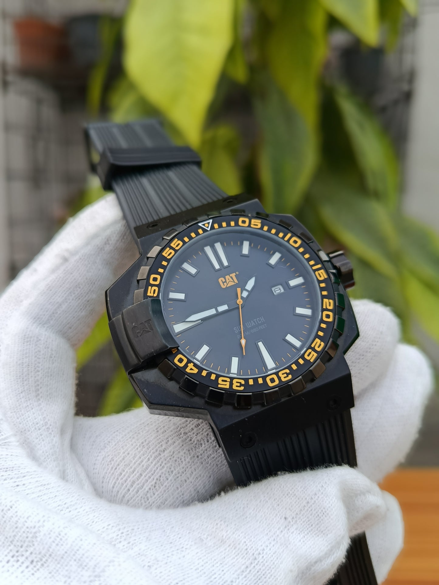 Cat Gents Black Dial Quartz Watch – Black Rubber Strap