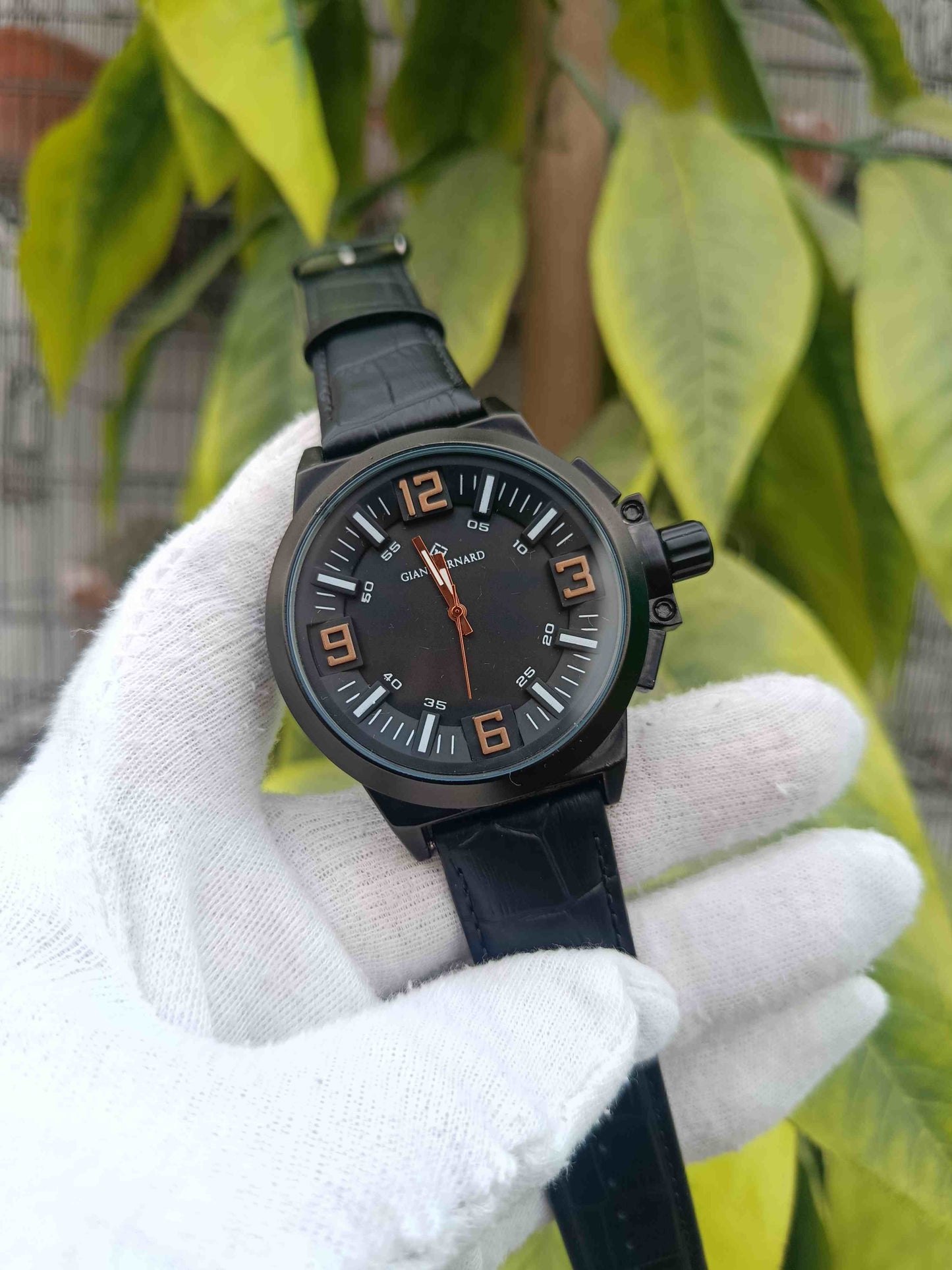 Giani Barnard Classic Black Leather Strap Men's Watch