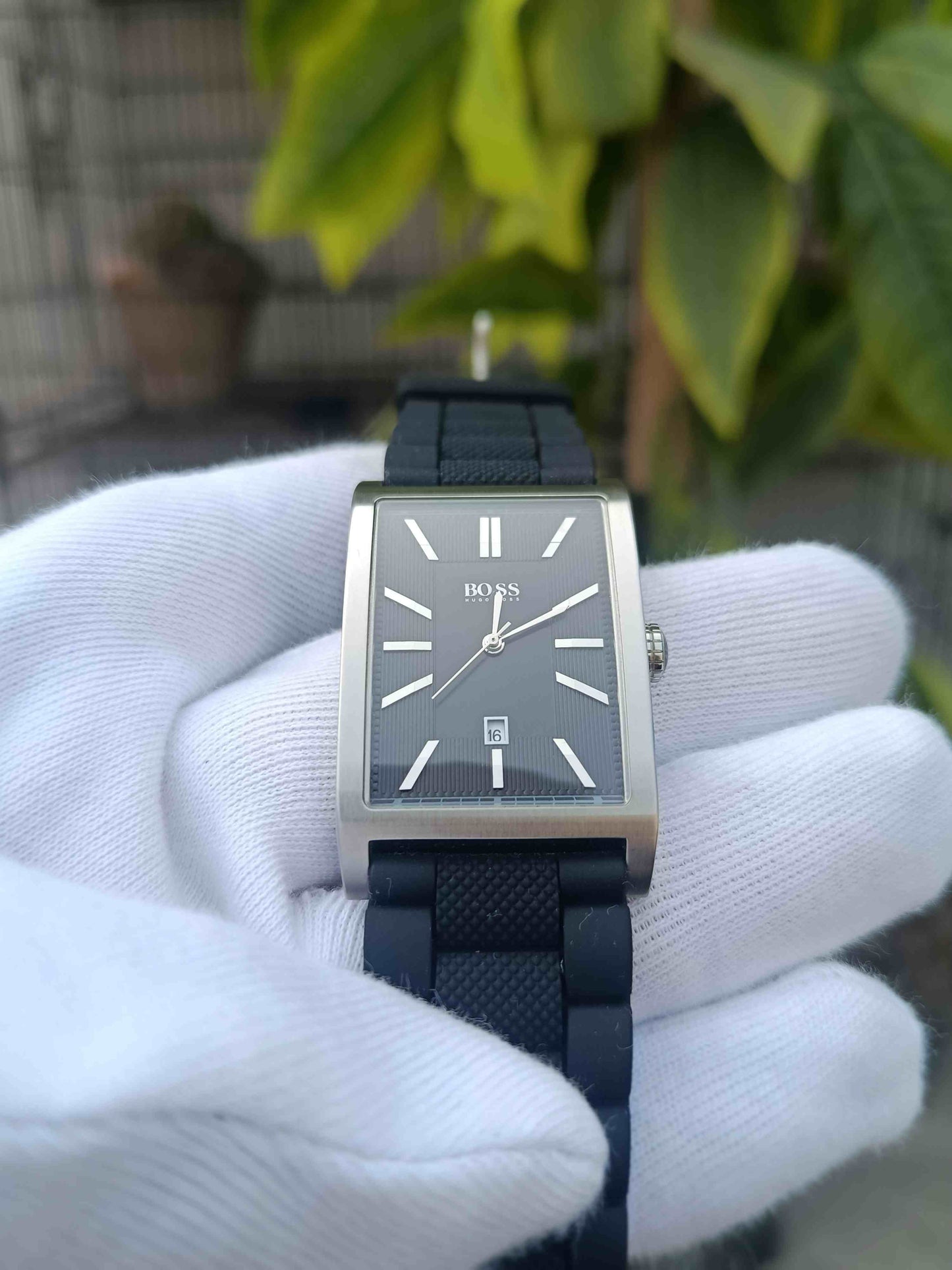 Hugo Boss Black Dial Shape Stainless Steel Silicone Strap