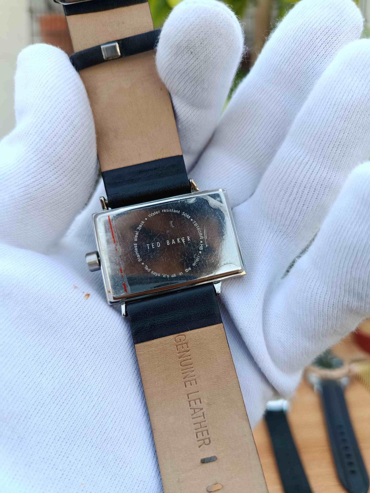 Rare Ted Baker Men's Long Wide Dial Men's Leather Strap Watch