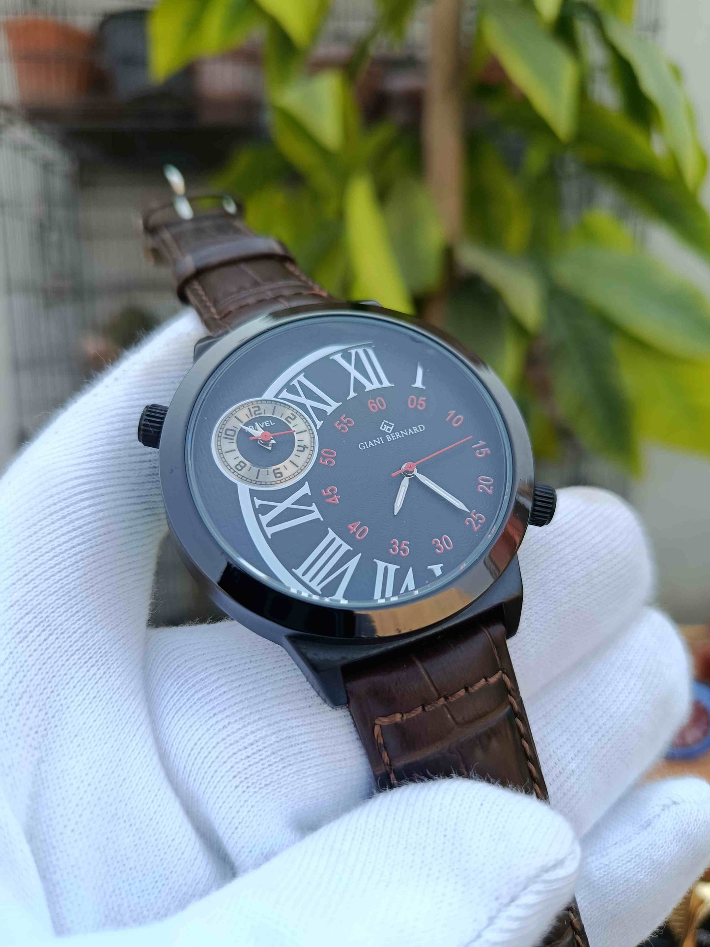 Men Black Analogue Watch 104C | Stylish Black Dial Stainless Steel Wrist Watch for Men