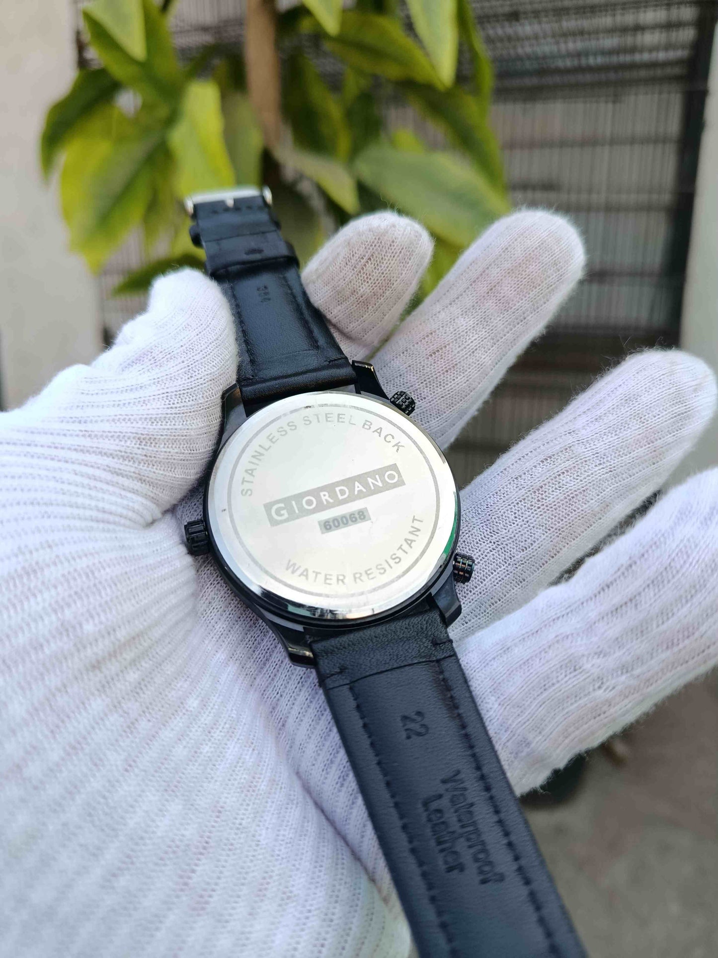 Giordano Triple Time Men's Watch Stitched Leather Strap