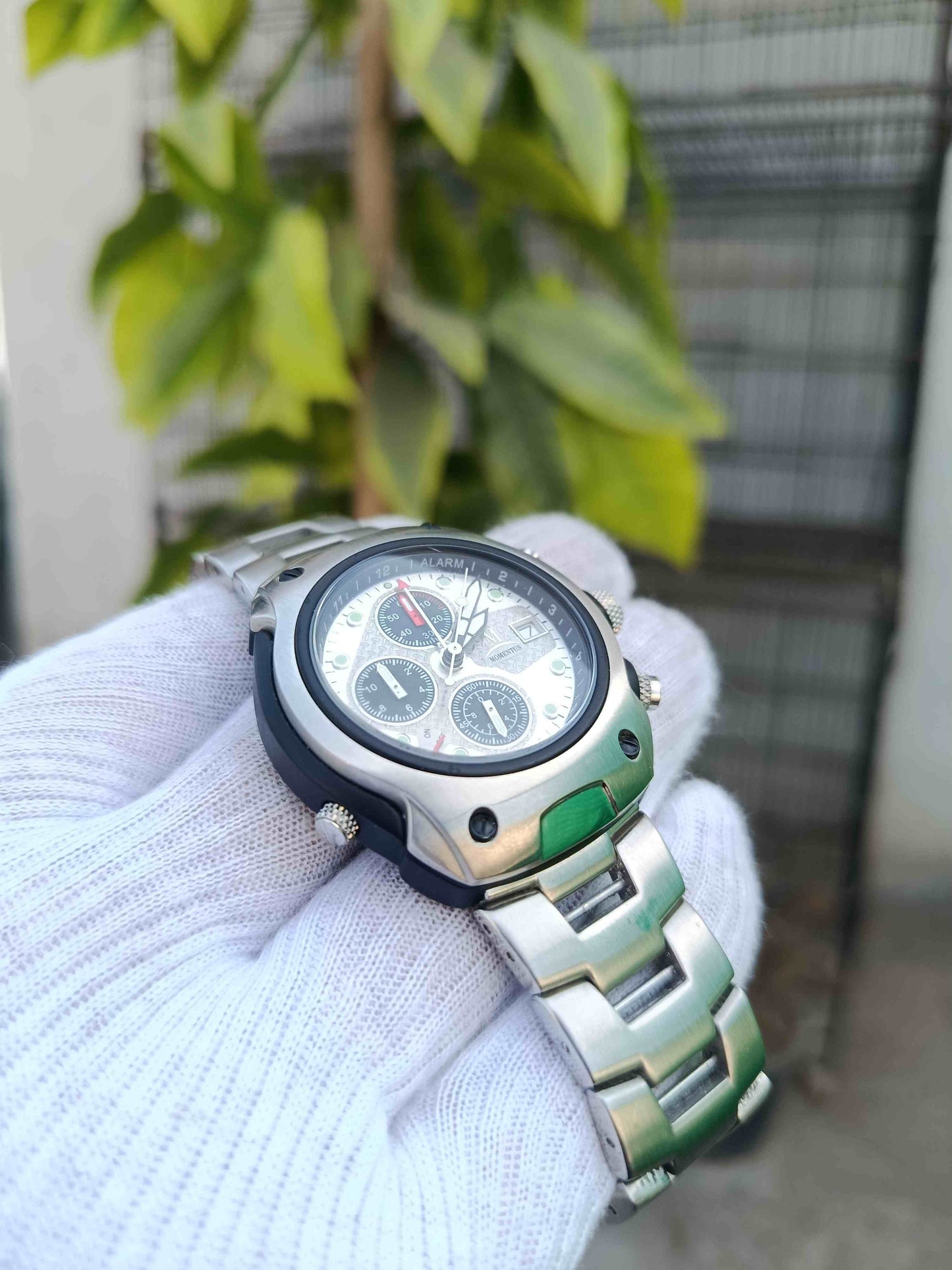 Momentus Men's Performance Chronograph – Silver & Black Industrial Style