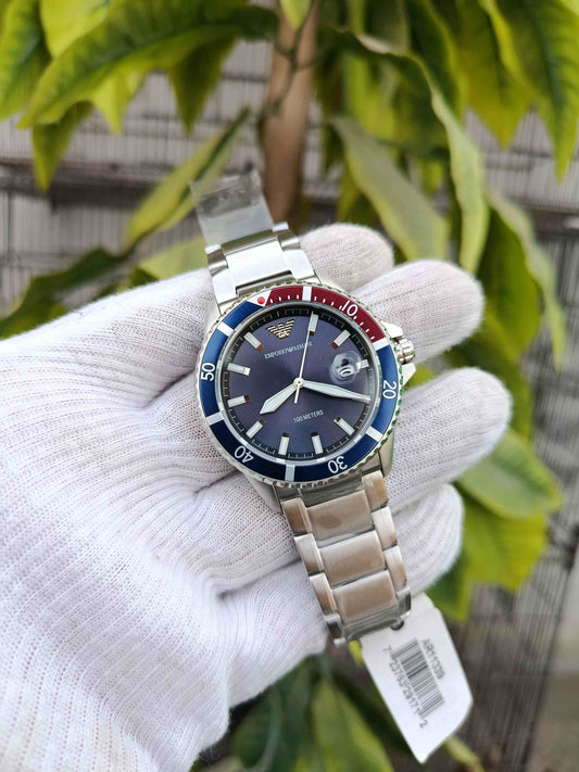 Emporio Armani AR11339 Men’s Quartz Watch – Blue Dial Stainless Steel 42mm