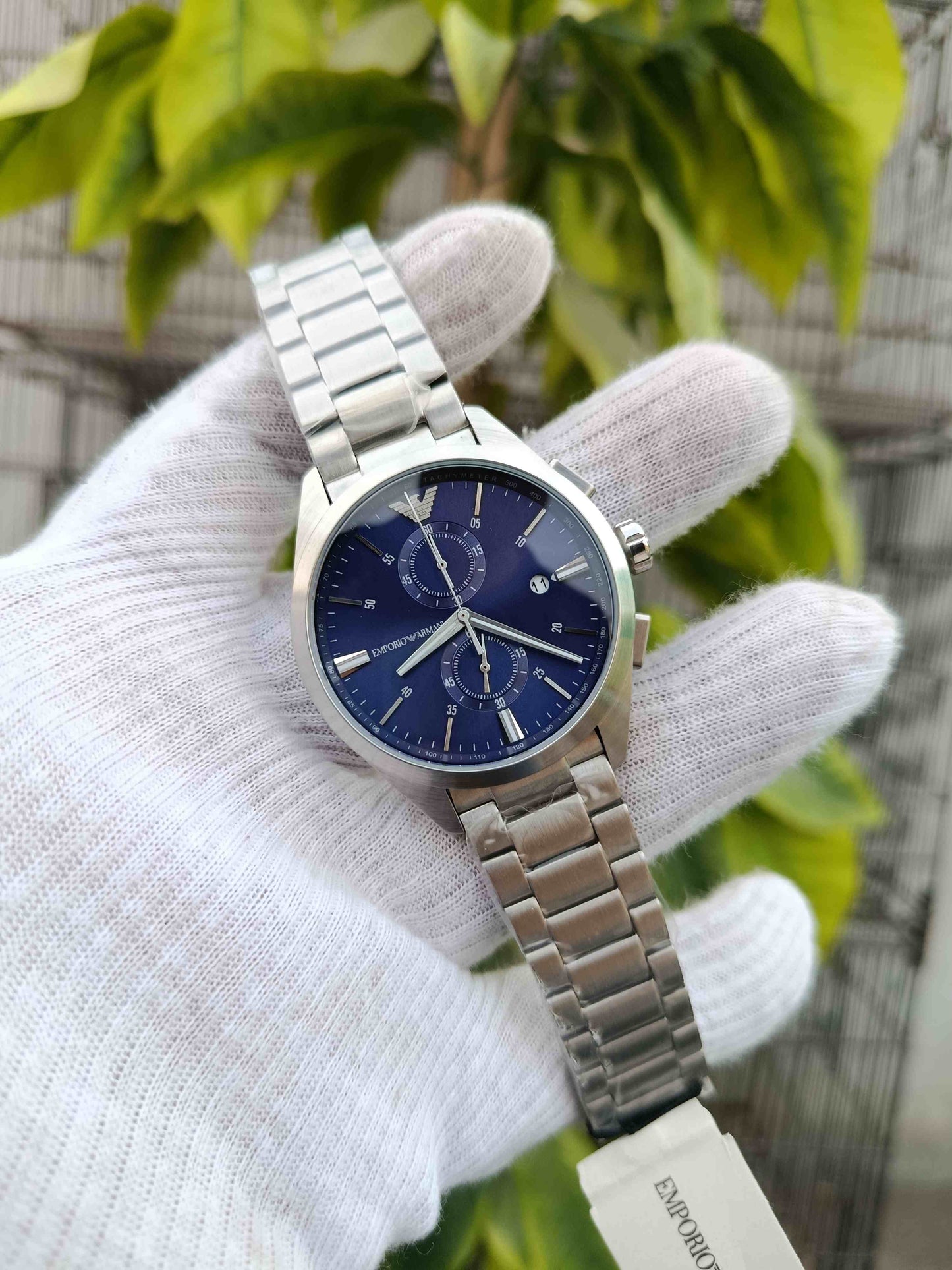 Emporio Armani Claudio Silver Stainless Steel Blue Dial Chronograph (AR11541)