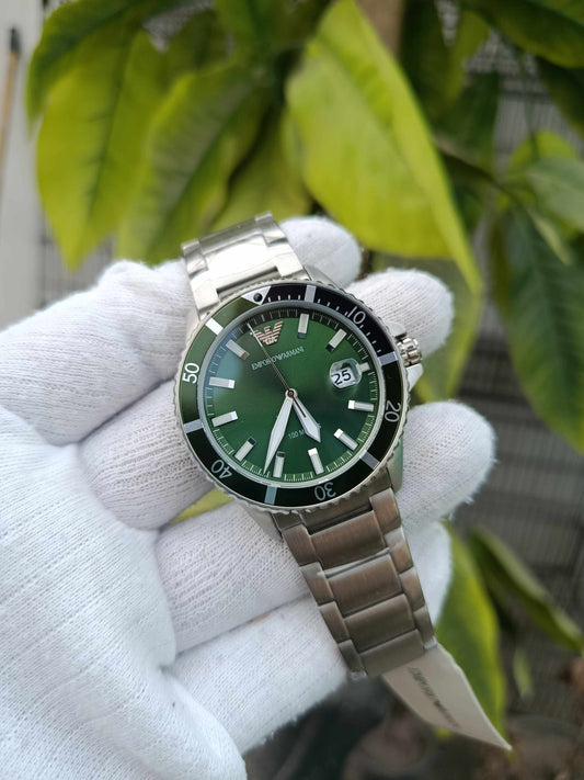 Emporio Armani AR11338 Men’s Quartz Watch – Stainless Steel Bracelet Green Dial 42mm