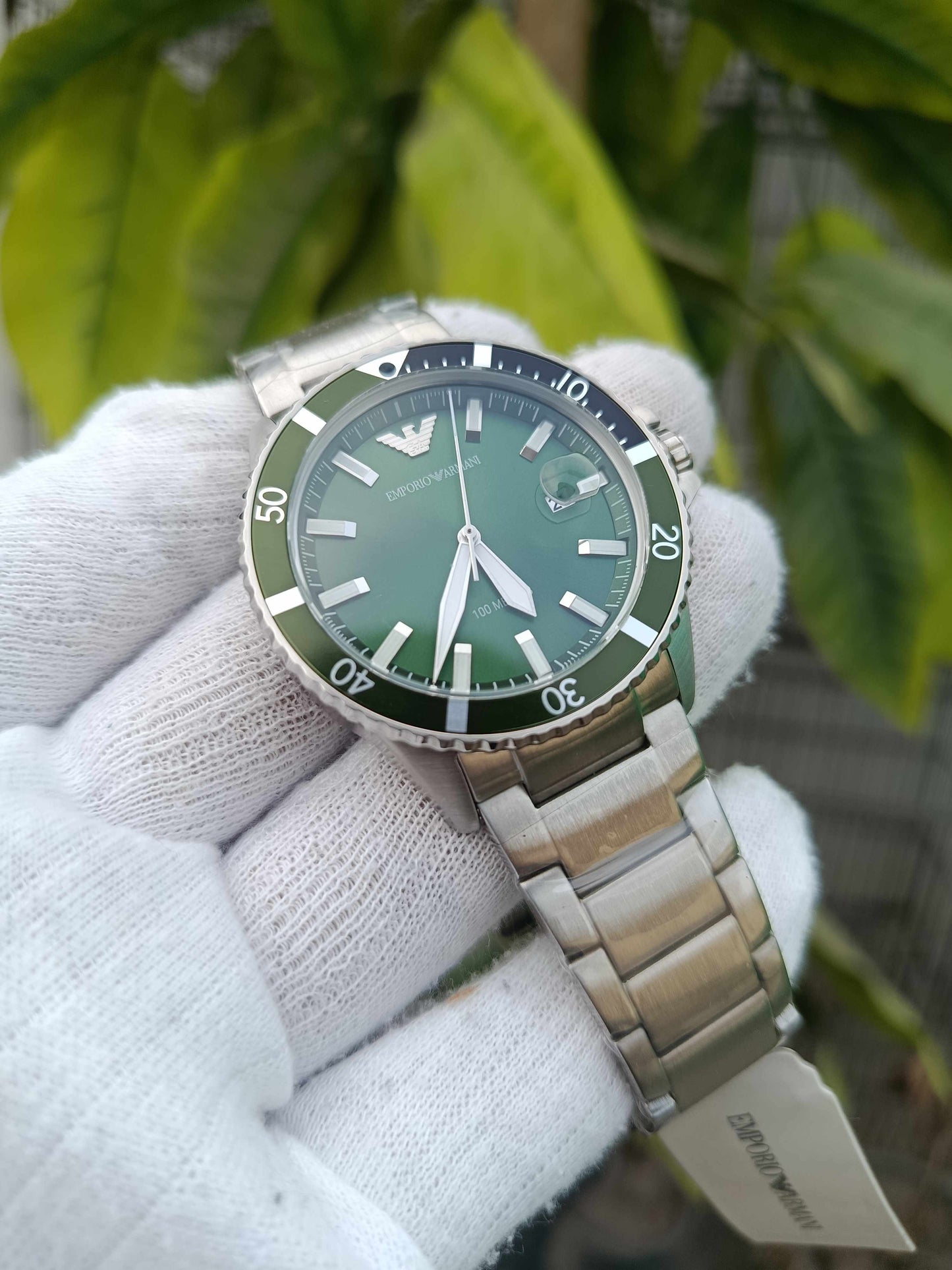 Emporio Armani AR11338 Men’s Quartz Watch – Stainless Steel Bracelet Green Dial 42mm