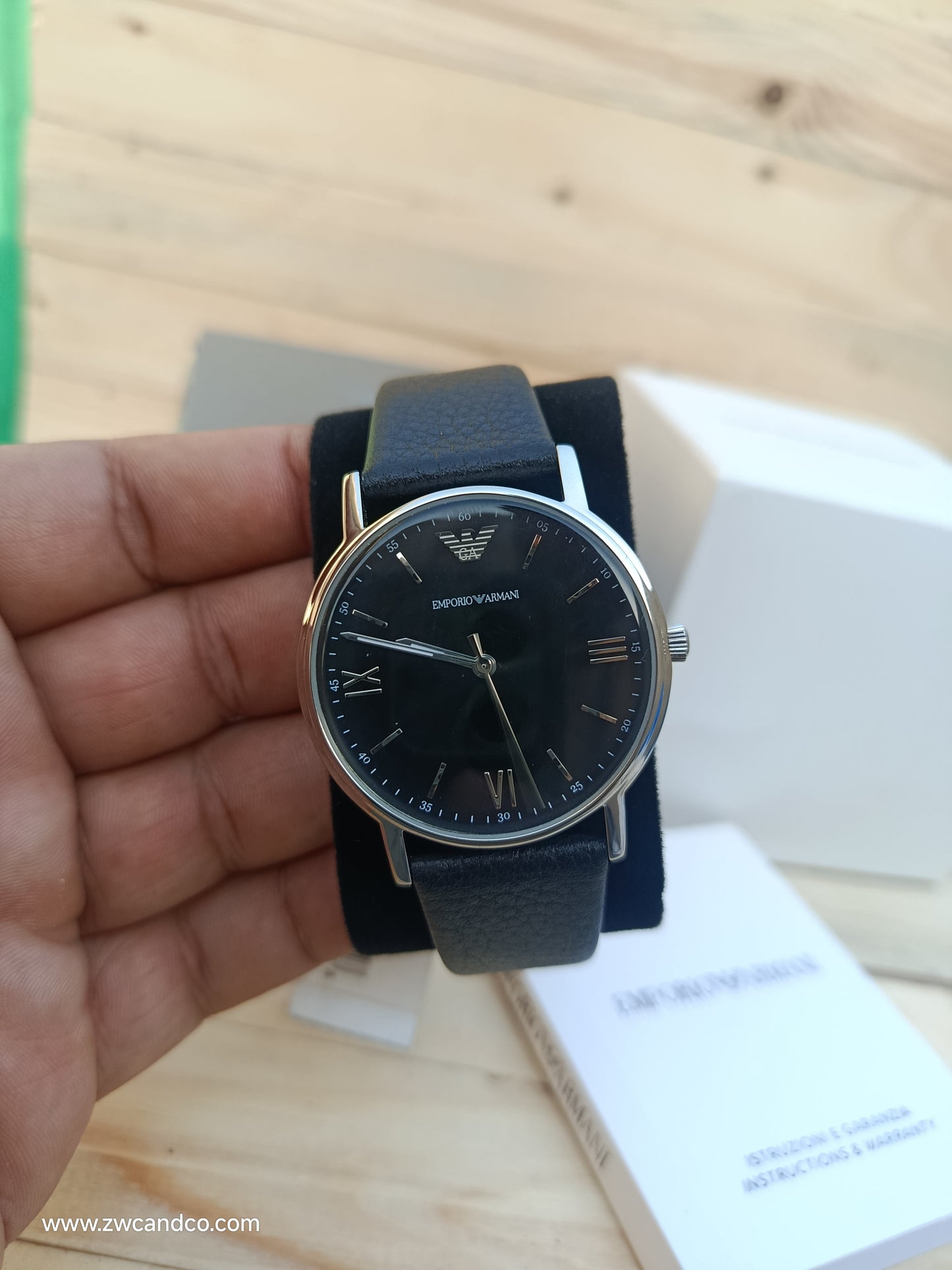 Emporio Armani Kappa Men’s Quartz Black Dial Black Leather Strap Watch – AR11013