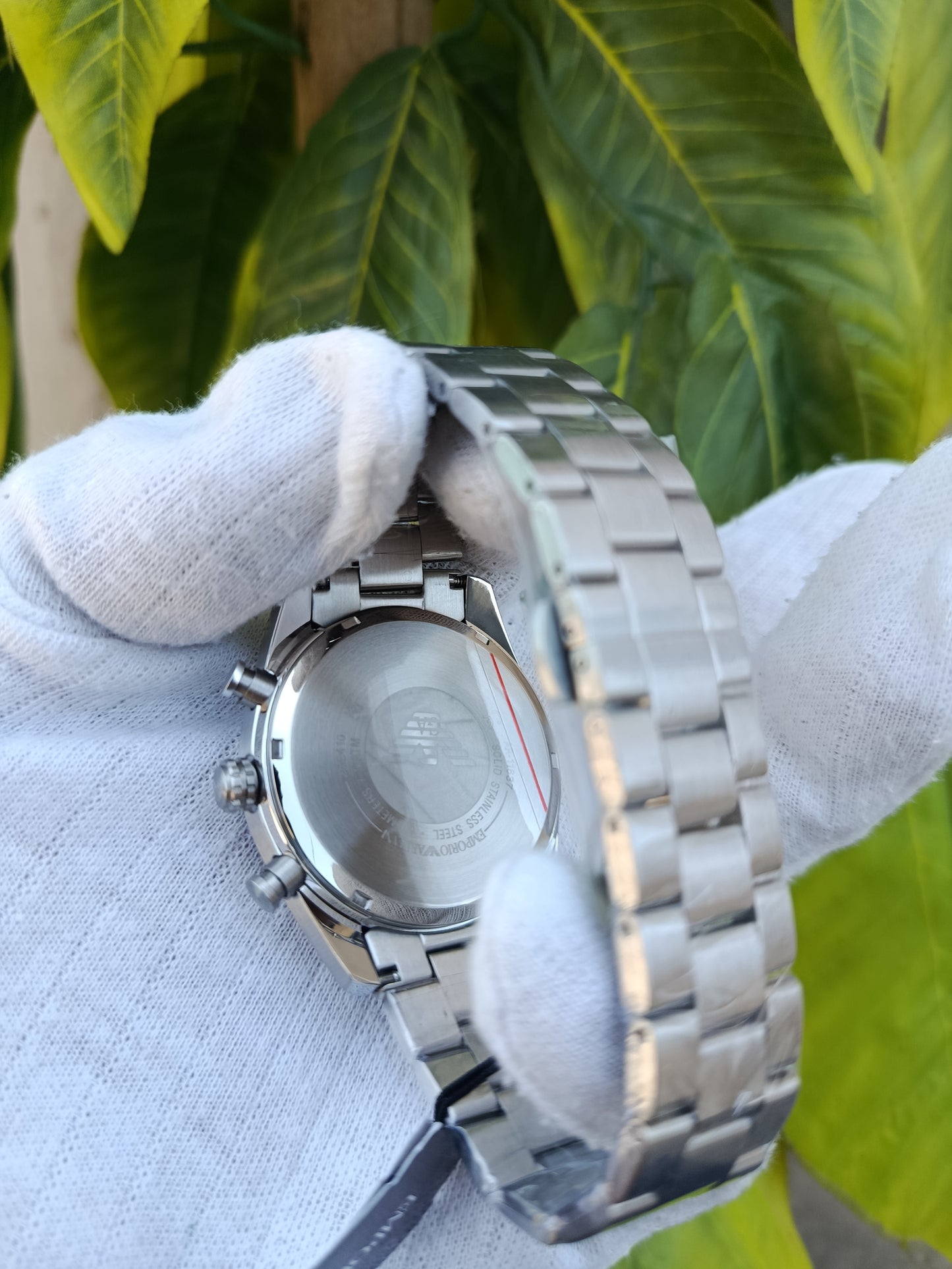 Emporio Armani Men's Chronograph Watch AR11637 – Silver Stainless Steel Bracelet, Green Dial