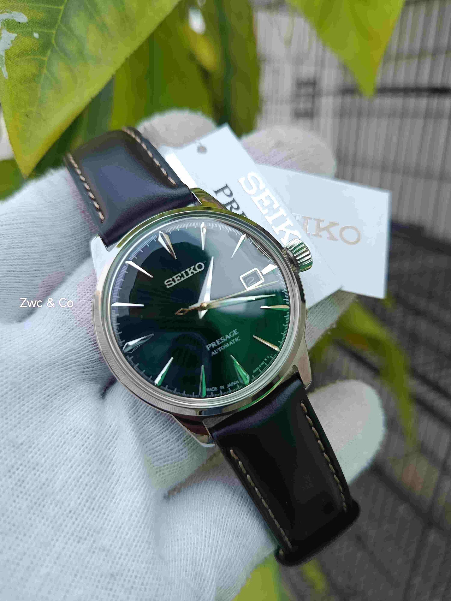 Seiko Presage Cocktail Time Automatic Watch – Green Dial | SRPD37 | Brown Leather Strap | Made in Japan