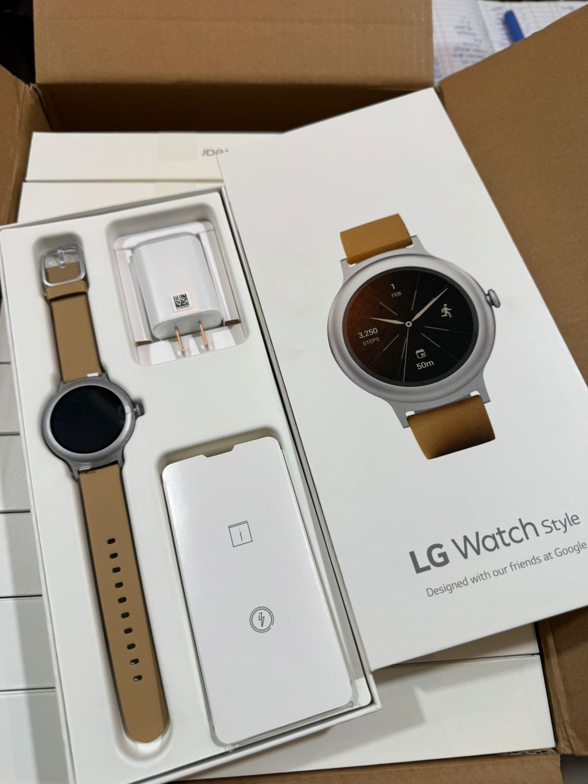 LG Watch Style W270 Smartwatch — Silver/Tan Leather, Android Wear 2.0 (Designed with Google)