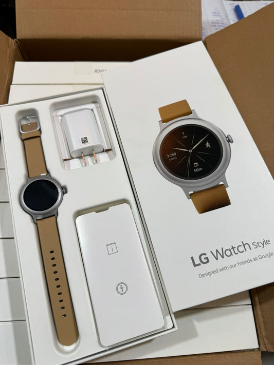 LG Watch Style W270 Smartwatch — Silver/Tan Leather, Android Wear 2.0 (Designed with Google)