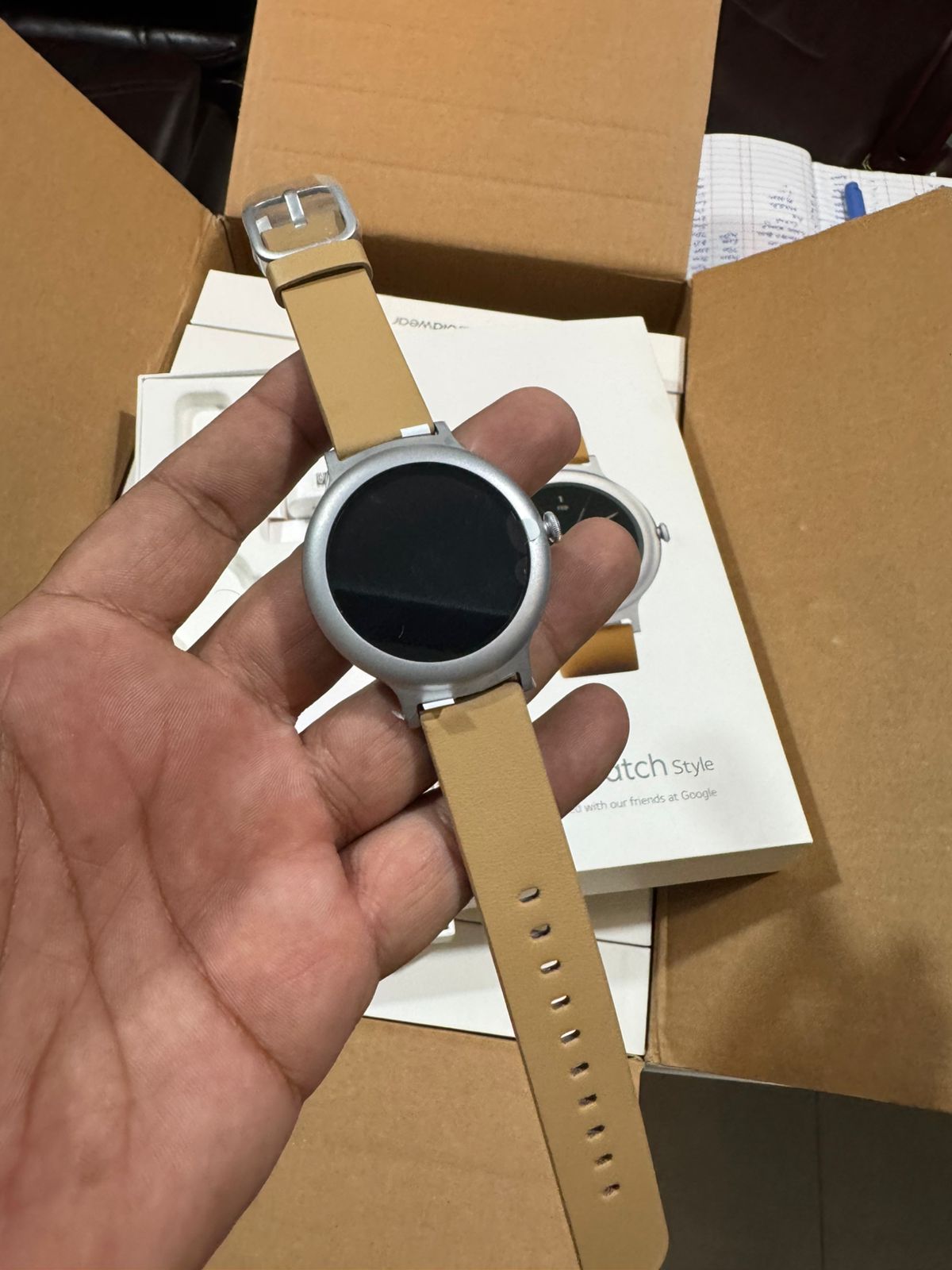 LG Watch Style W270 Smartwatch — Silver/Tan Leather, Android Wear 2.0 (Designed with Google)