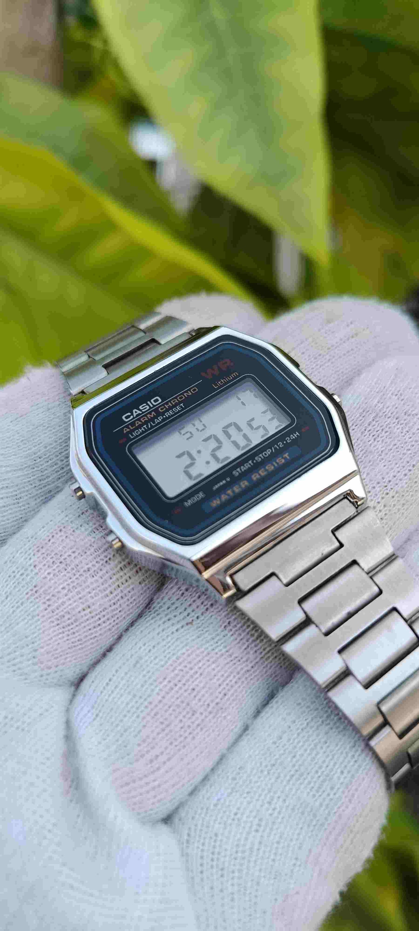Casio A158WA Stainless Steel Digital Watch – Alarm Chrono, Water Resistant, Retro Classic