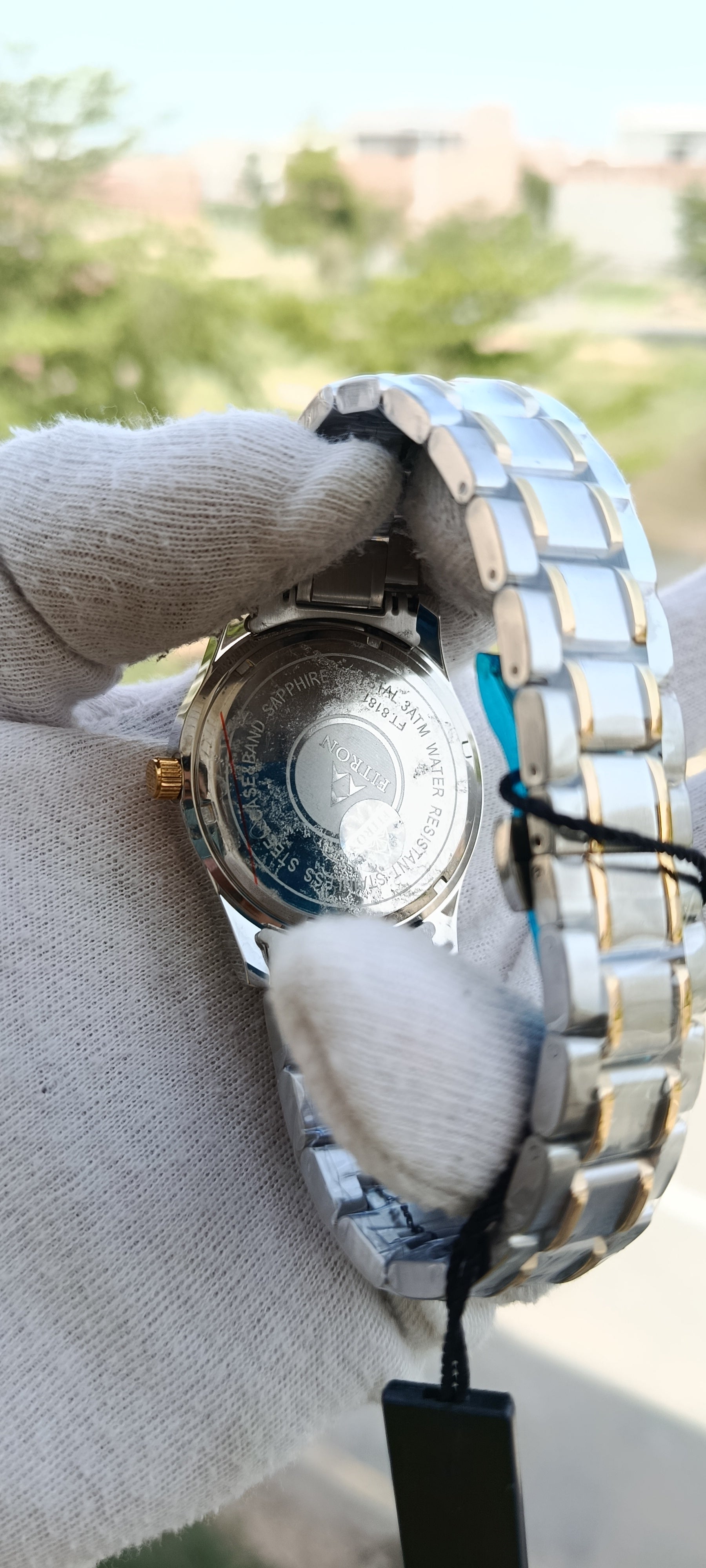 Fitron Two-Tone Green Dial Watch | Day-Date Window | Sapphire Crystal ...
