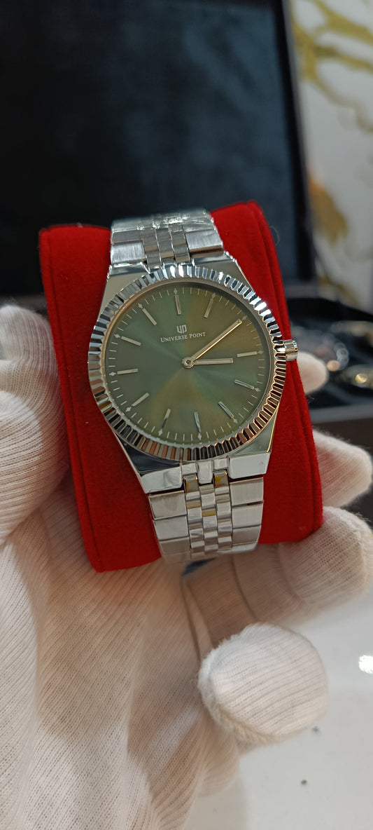 UNIVERSE POINT Watch with Fluted Bezel & Metal Bracelet