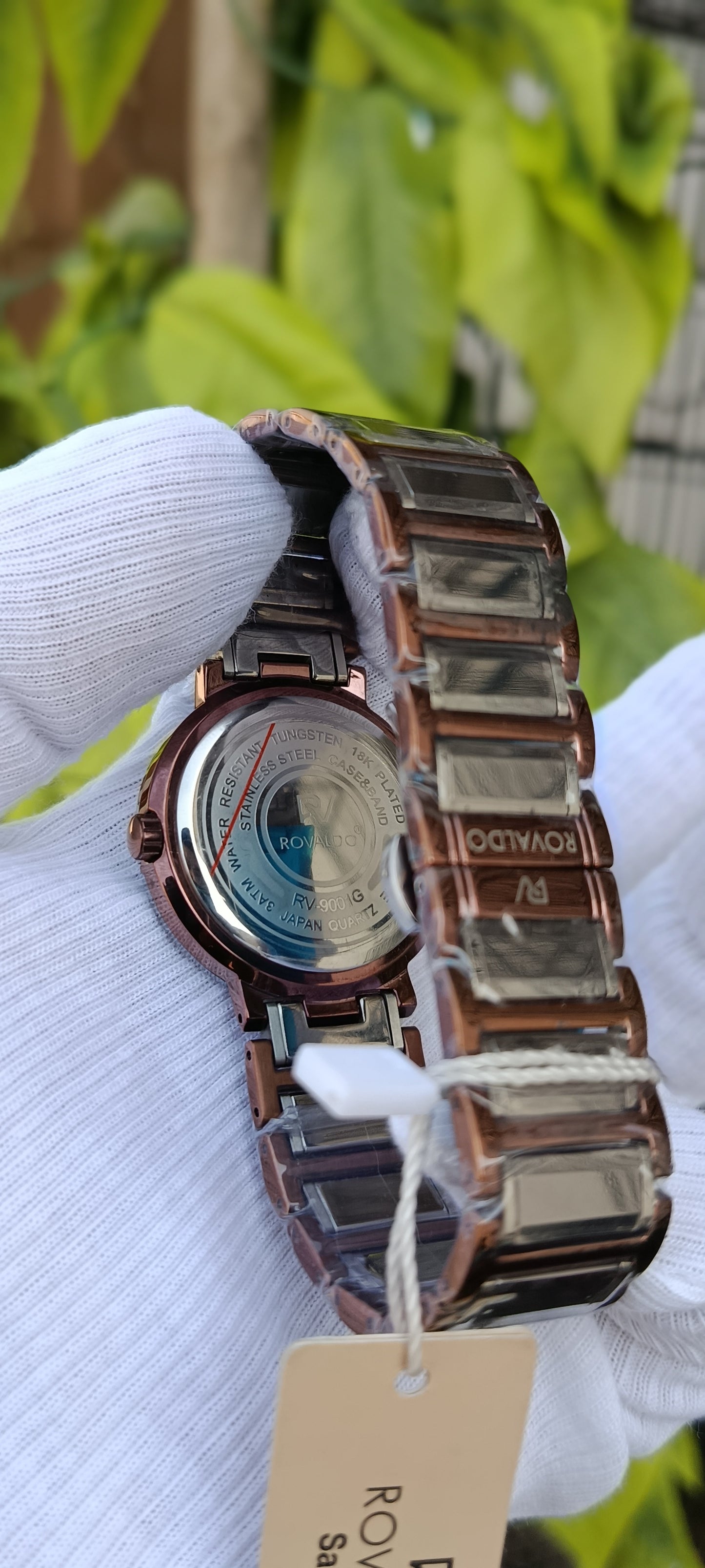 Rovaldo Sapphire Ceramic Brown Rose Gold Diamond Dial Men's Watch