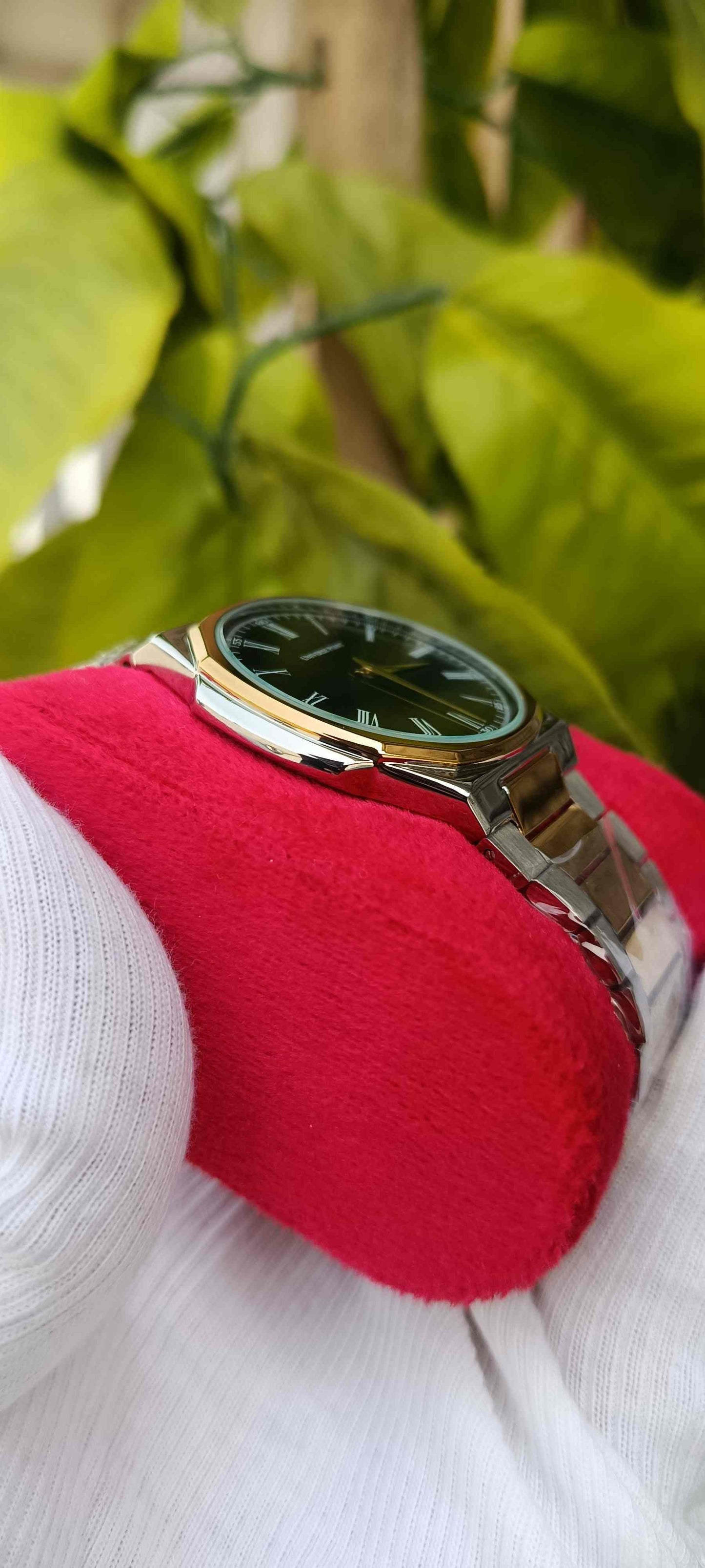 Universe Point Two-Tone Polished Dress Watch with Roman Numerals