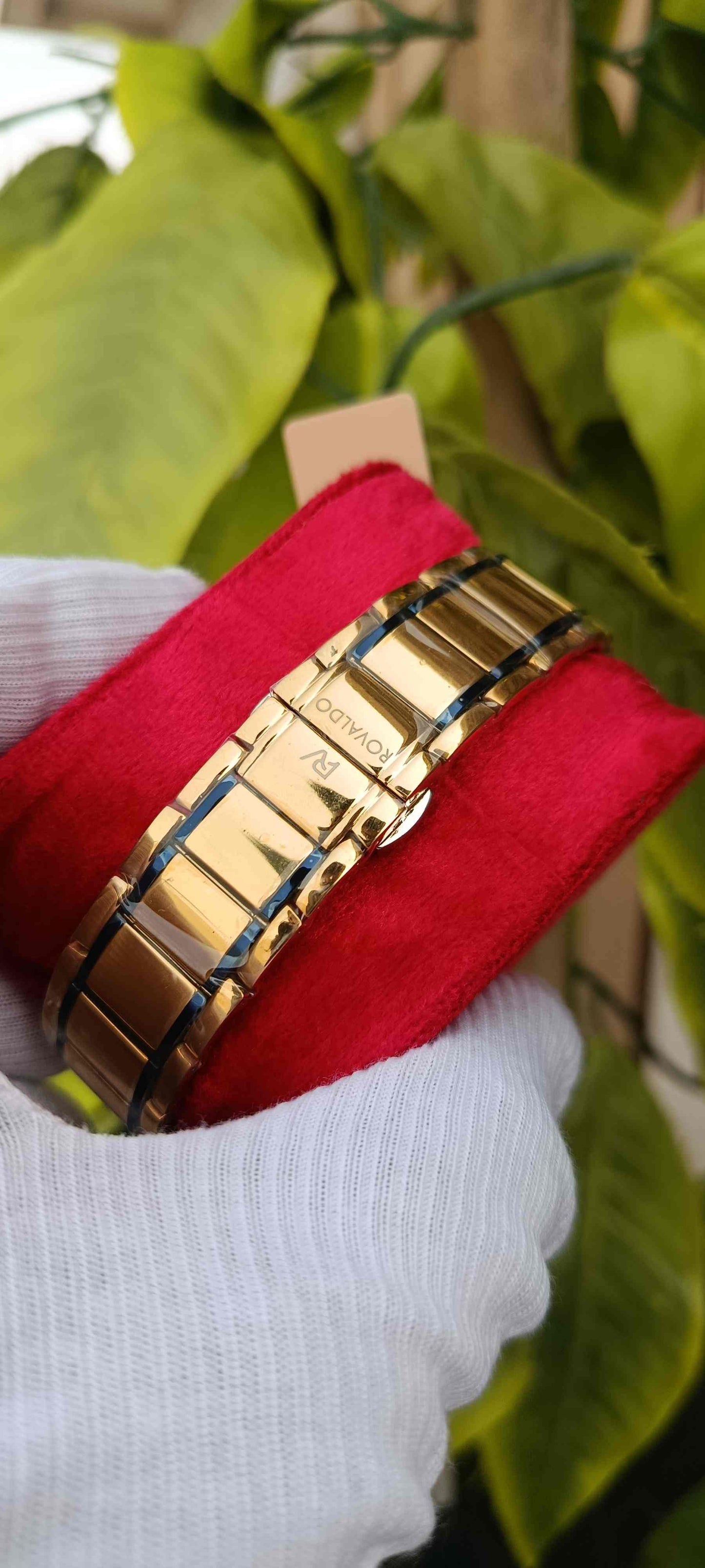 ROVALDO Gold Dial Diamond Sapphire Watch Blue Ceramic Layer