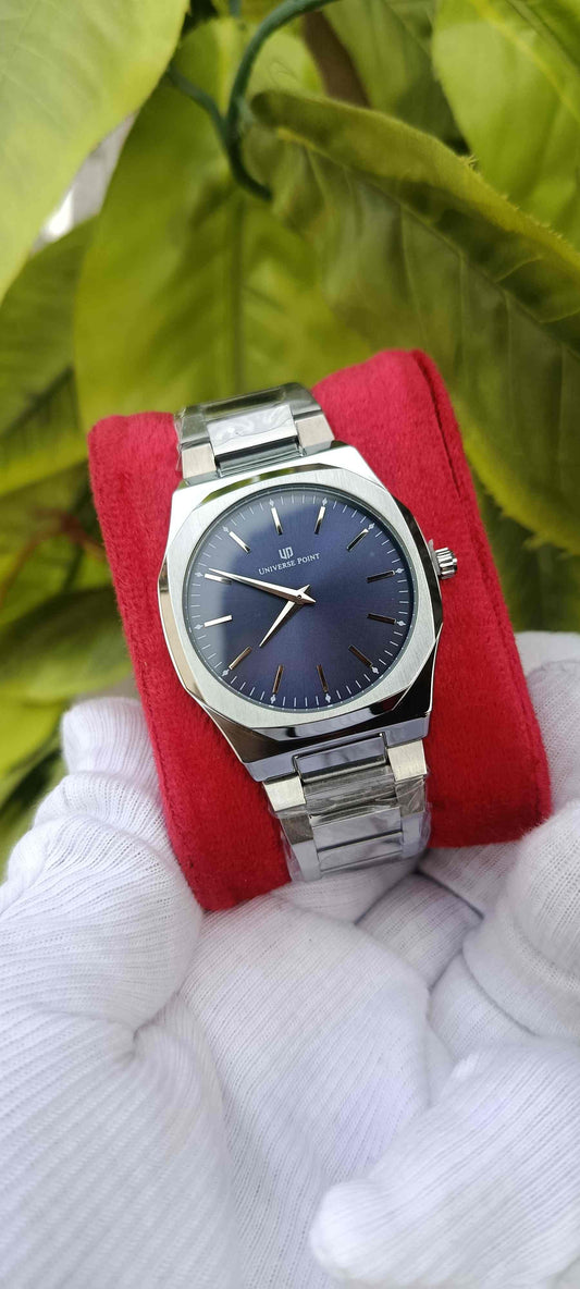 UNIVERSE POINT Navy Dial Bar Marker Watch | Metal Polish Bracelet