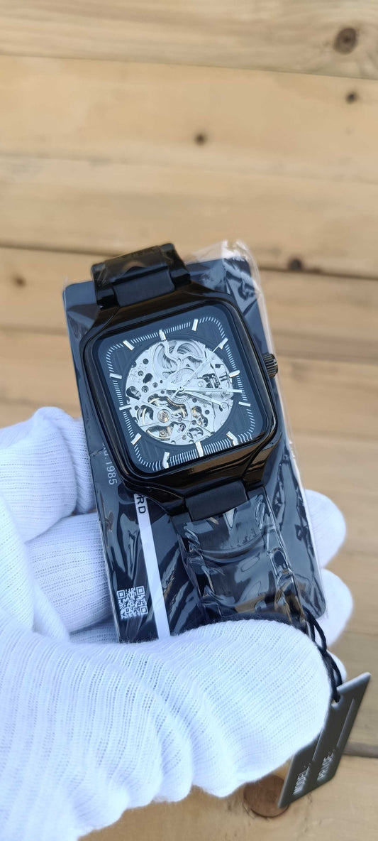KWC Black Skeleton Automatic Rectangular Watch