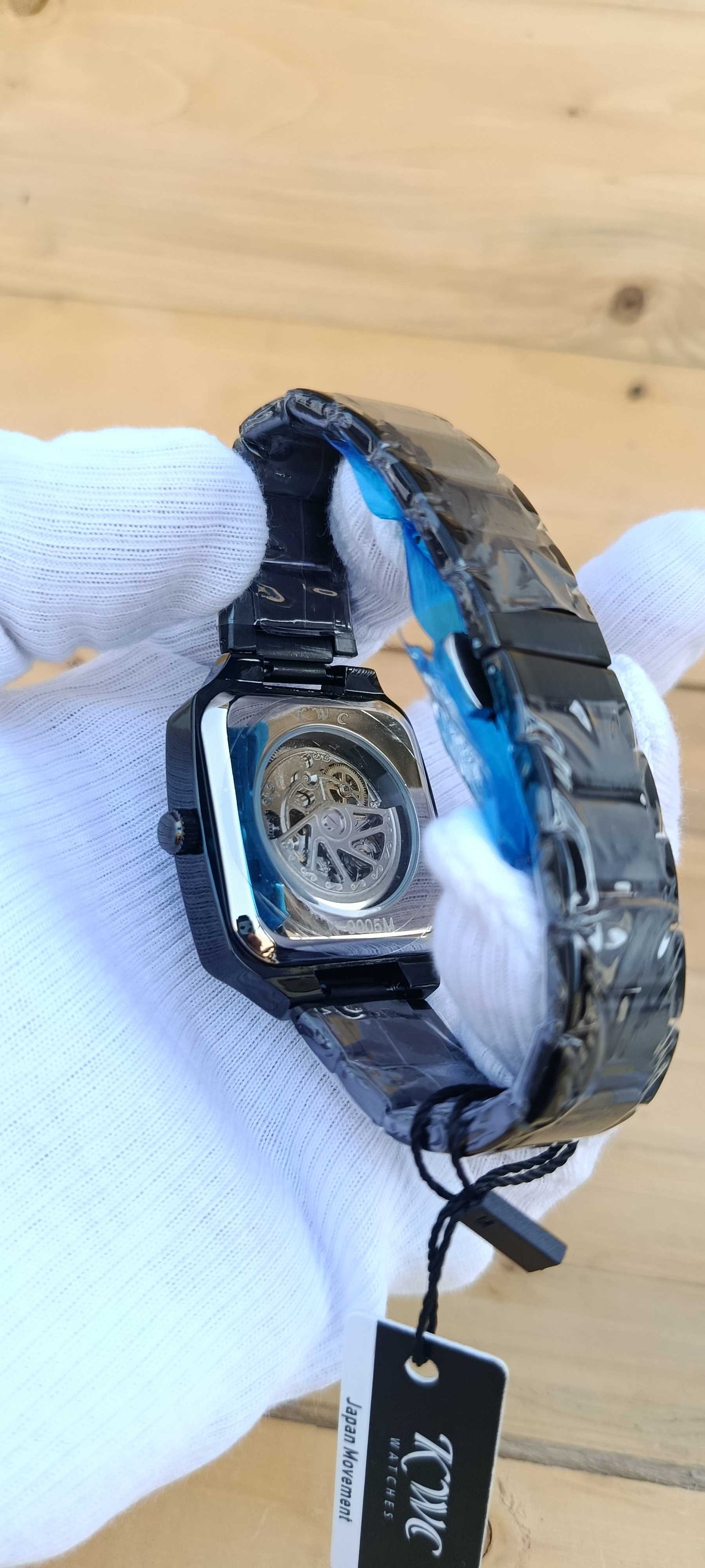KWC Black Skeleton Automatic Rectangular Watch
