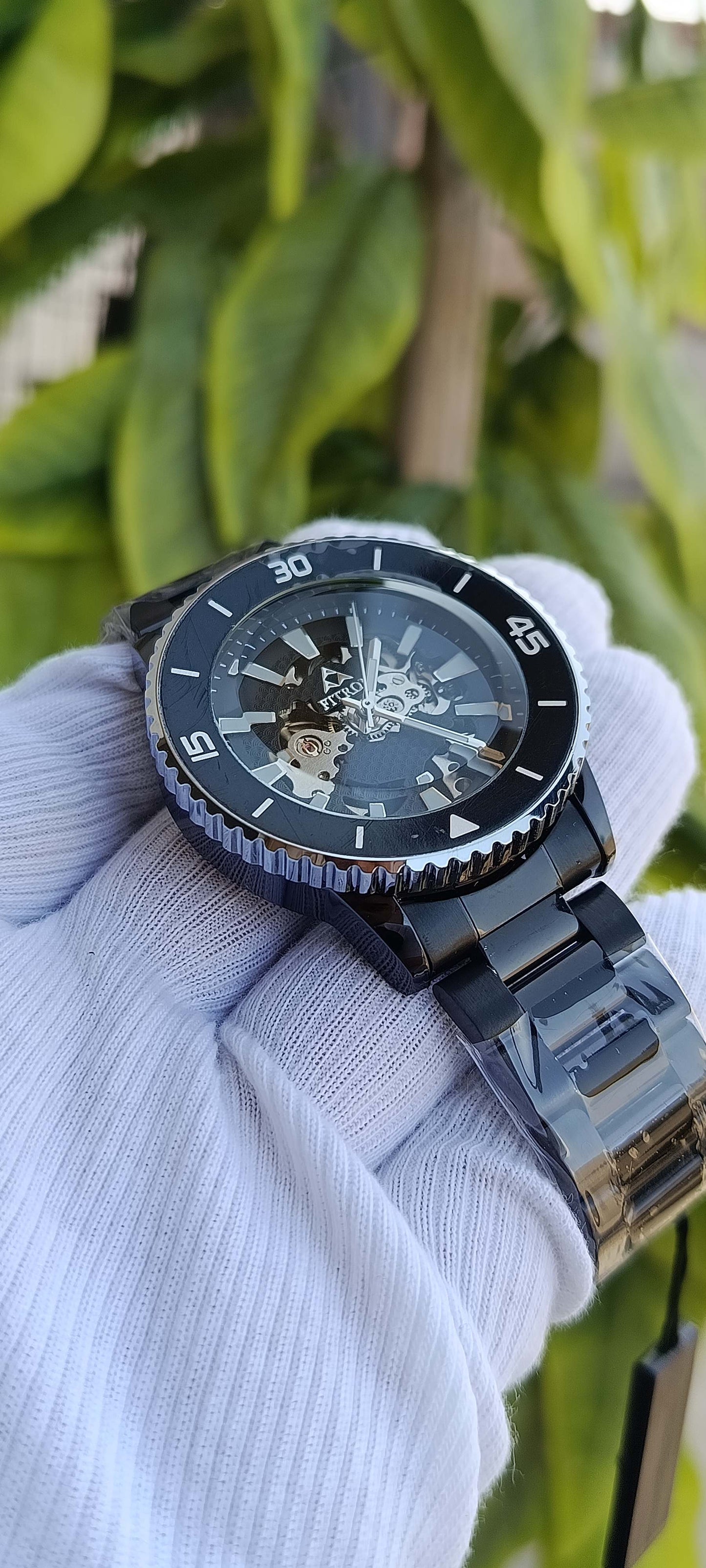 Fitron Automatic Skeleton Diver Watch – Black PVD Case & Bracelet