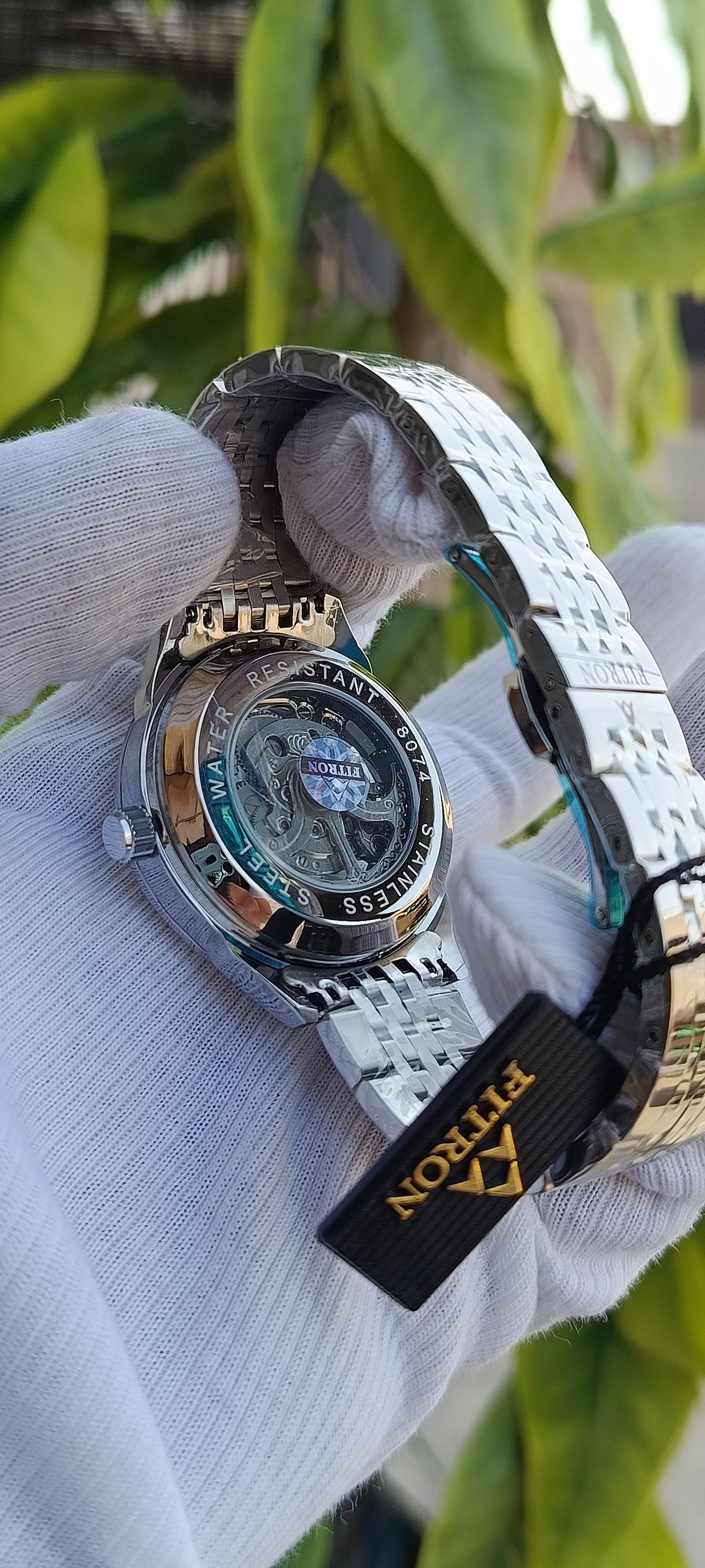 Fitron Automatic Men's Skeleton Dial Watch White Dial Colour