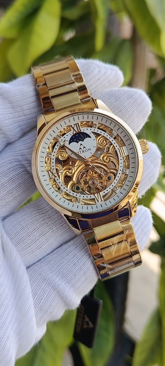 Fitron Men's Full Gold Colour Moonphase Watch