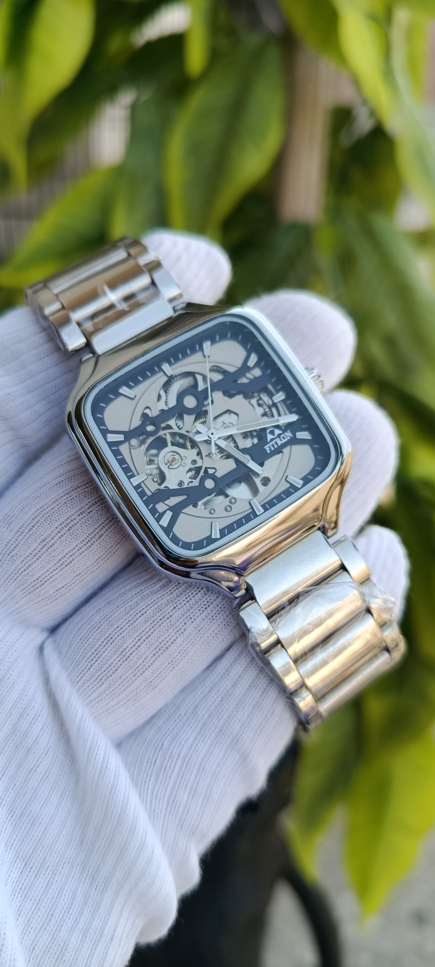Fitron Men's Square Skeleton Mechanical Watch