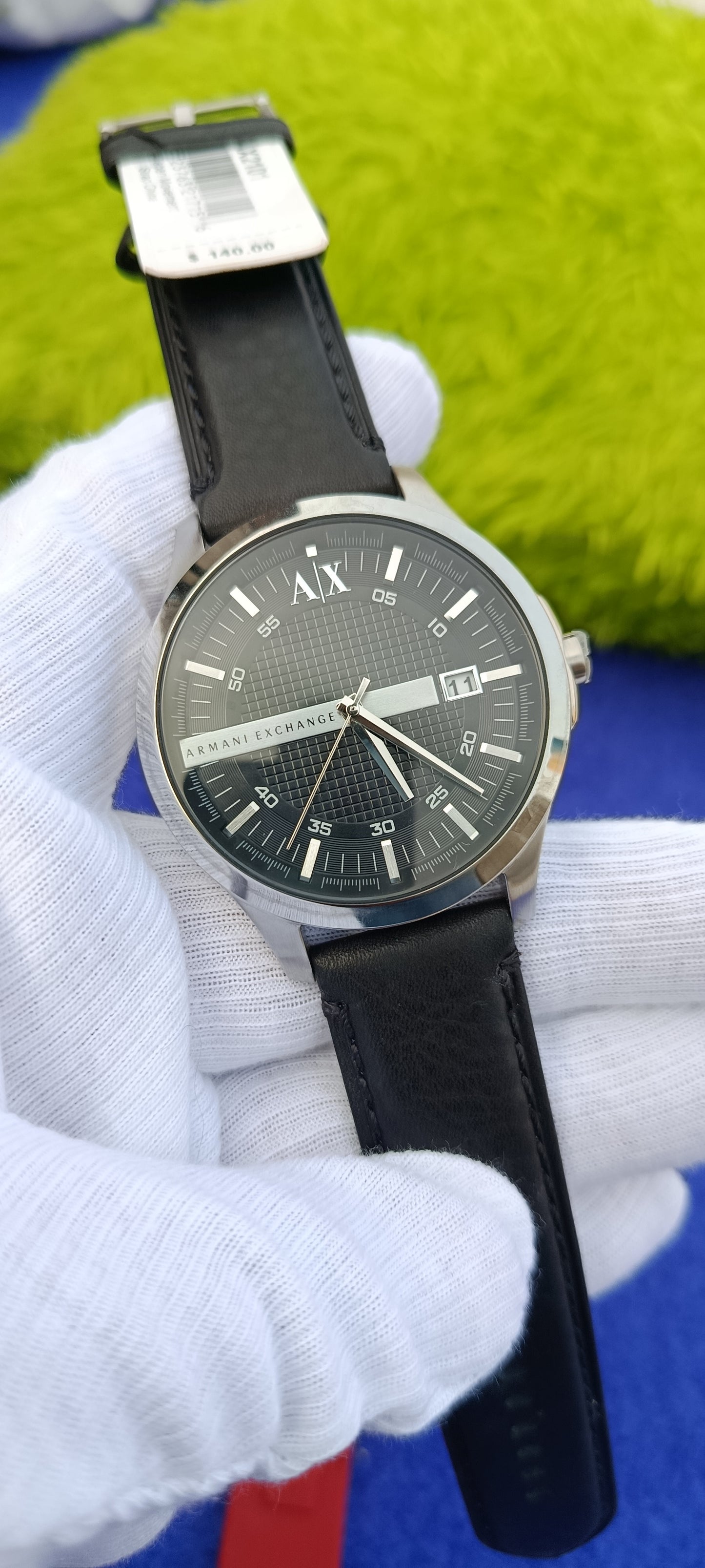 Armani Exchange Black Leather Strap Black Dial Quartz Watch for Gents - AX2101