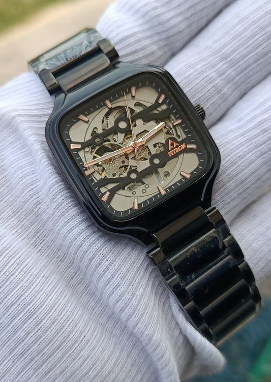 Fitron Men's Square Skeleton Mechanical Watch
