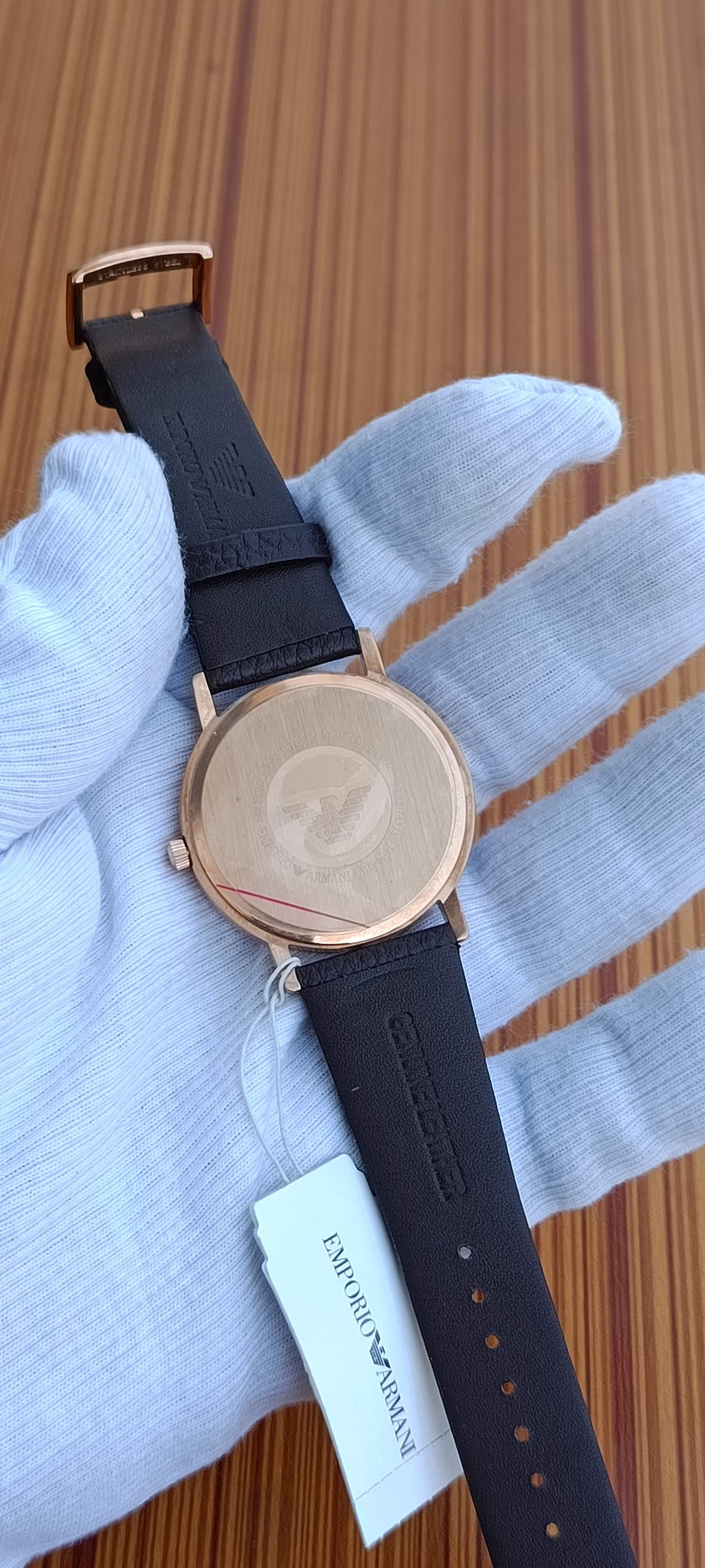 Emporio Armani Kappa Slim Rose Gold Dial Strap Leather AR11014