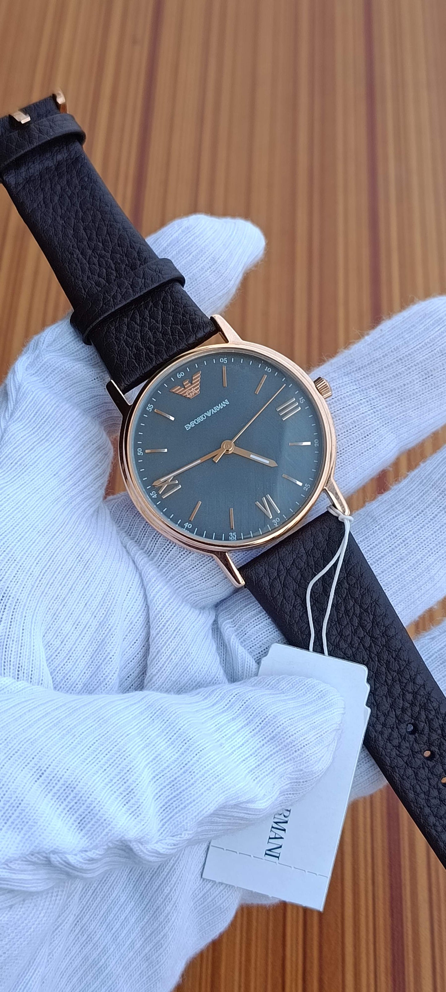 Emporio Armani Kappa Slim Rose Gold Dial Strap Leather AR11014