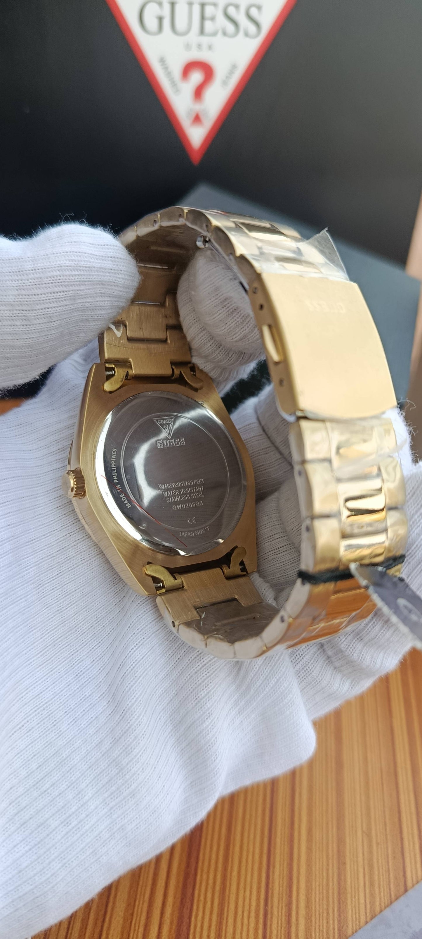 GUESS Connoisseur Men's Gold-Tone Watch with Black Dial GW0265G3