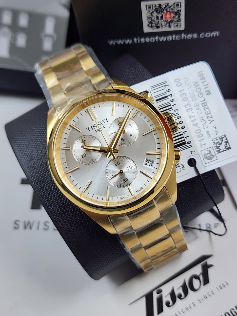 Tissot PR 100 Chronograph Gold-Tone Silver Dial Watch – T150.417.33.031.00